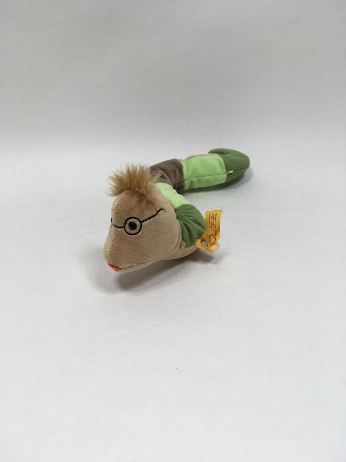 Steiff Bücherwurm Mikael 674655 Knopf und Fahne liegend 30cm Mega Rarität