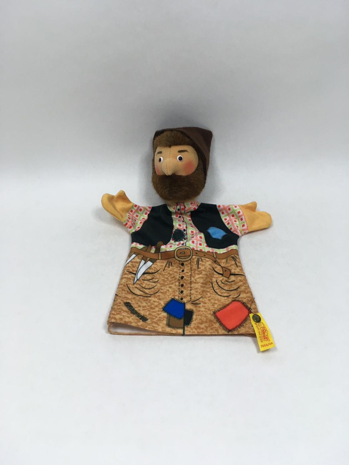 Steiff Handpuppe Räuber 7058/28 mit Knopf und Fahne stehend 30cm Mega Sammlerstück