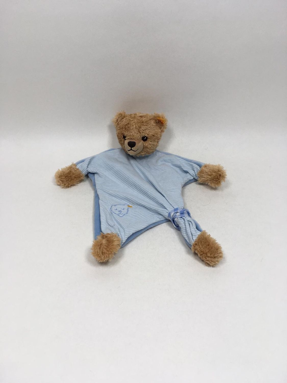 Steiff Teddy Schlaf-Gut-Bär Schmusetuch 239588 mit Knopf und Fahne stehend 35 cm selten