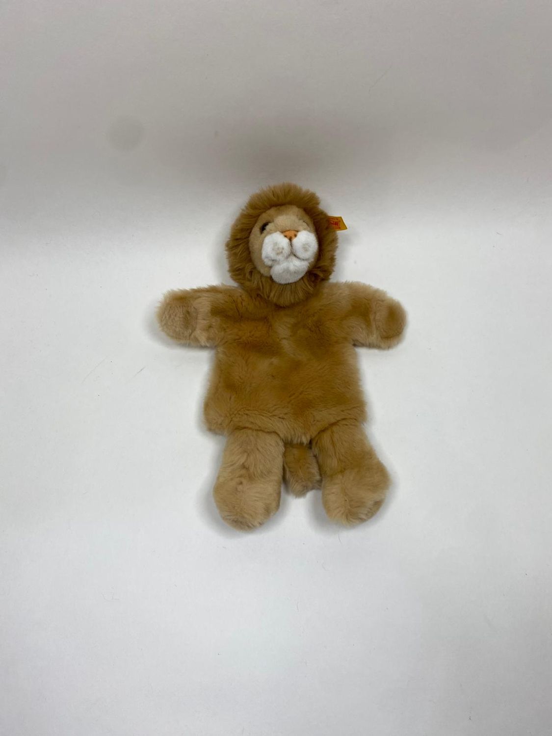 Steiff Handpuppe Löwe Leo 250859 mit Knopf und Fahne stehend 30 cm Sammlerstück