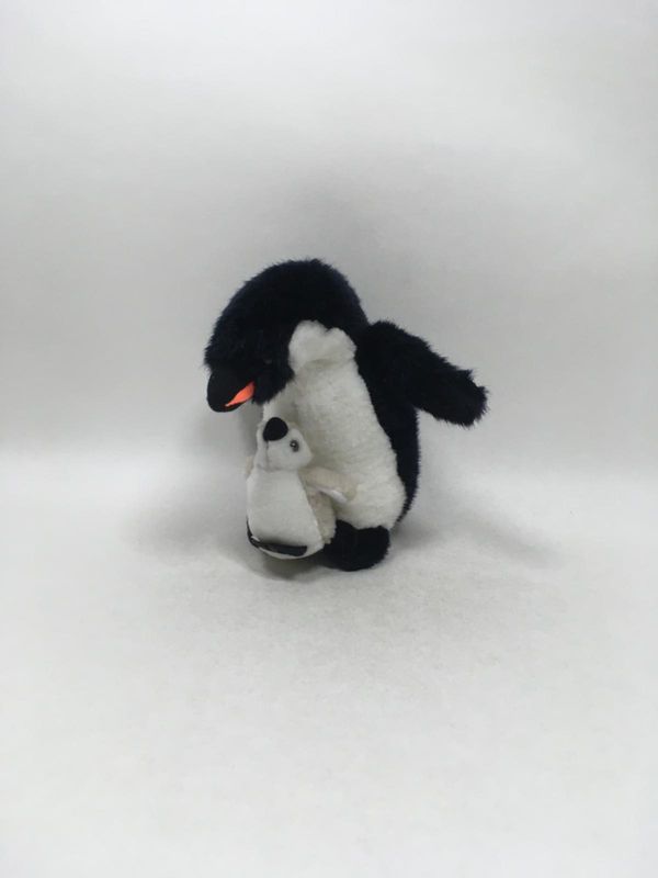 Pinguin mit Baby Knuffel stehend 22 cm selten
