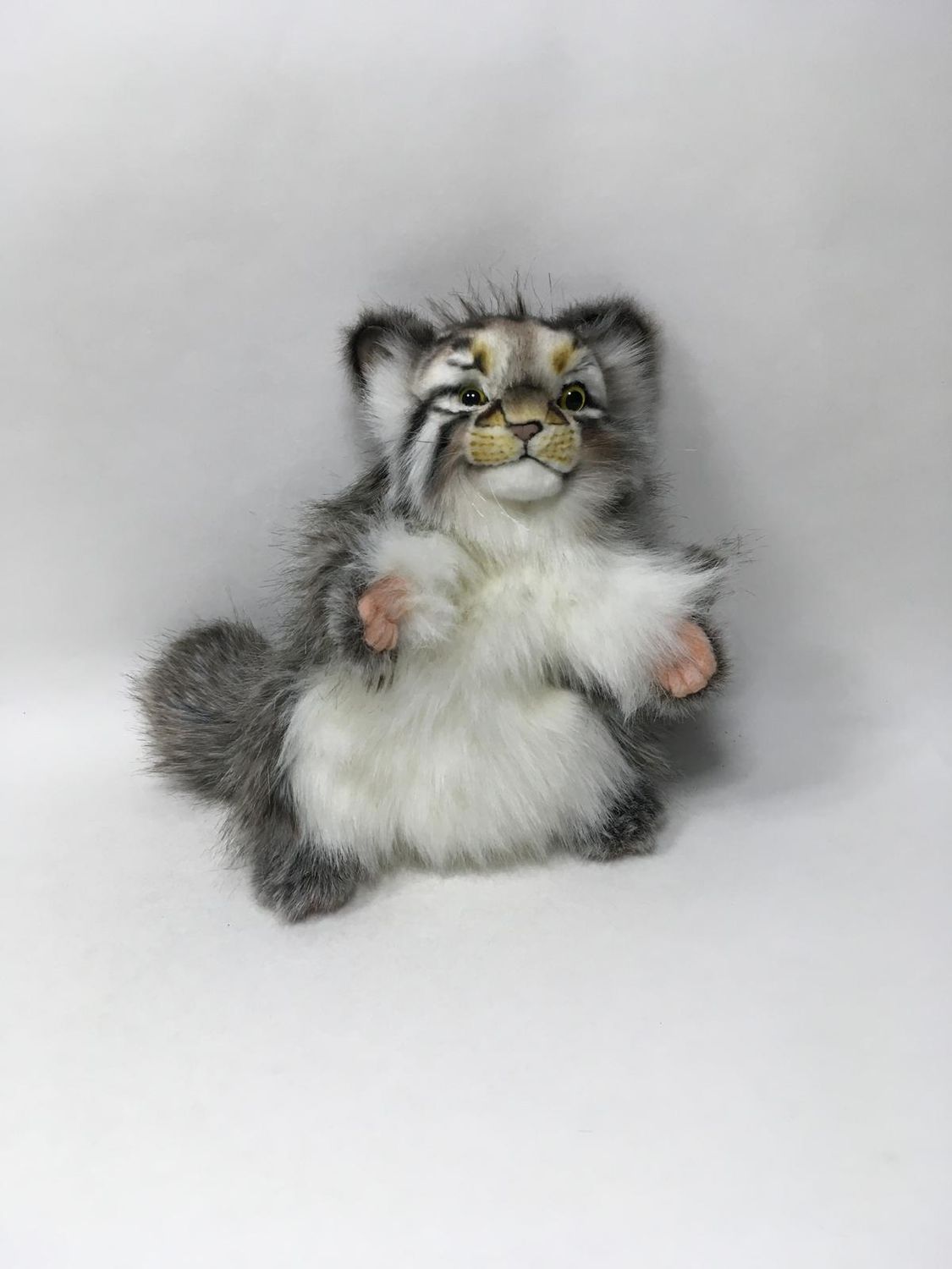 Katze Manul / Pallaskatze Handpuppe Anima stehend 28 cm Mega Sammlerstück