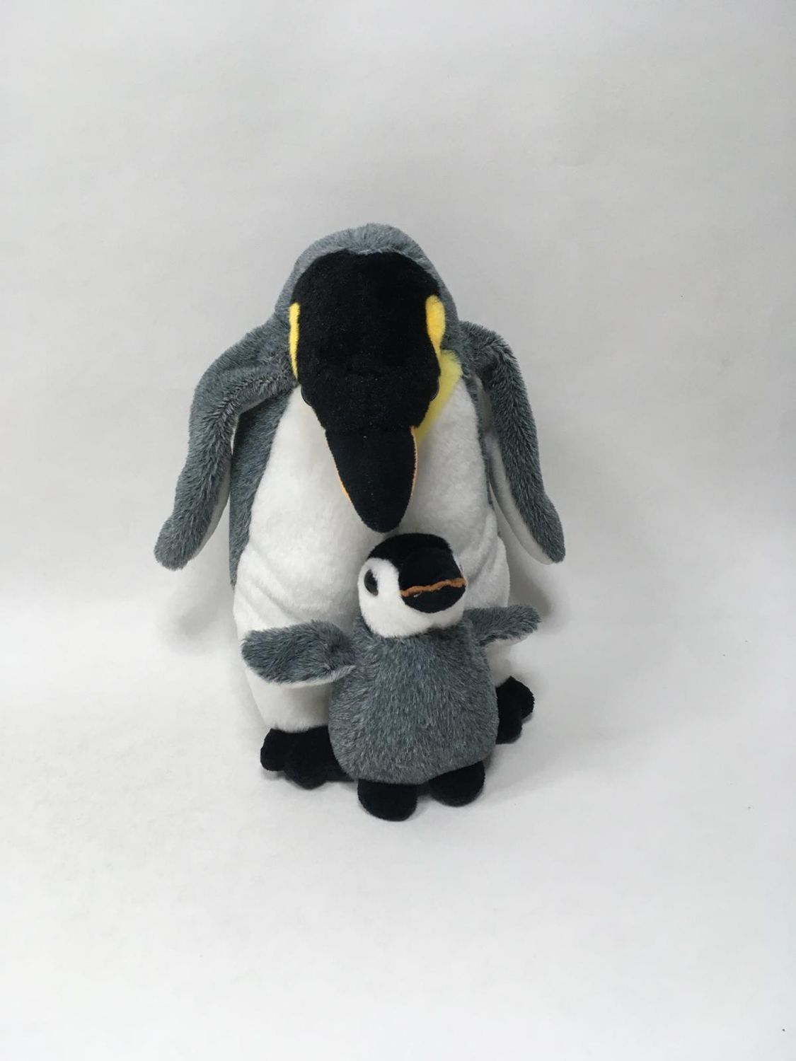 Pinguin mit Baby Knuffel stehend 28 cm selten