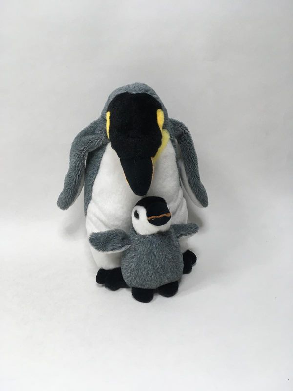 Pinguin mit Baby Knuffel stehend 28 cm selten