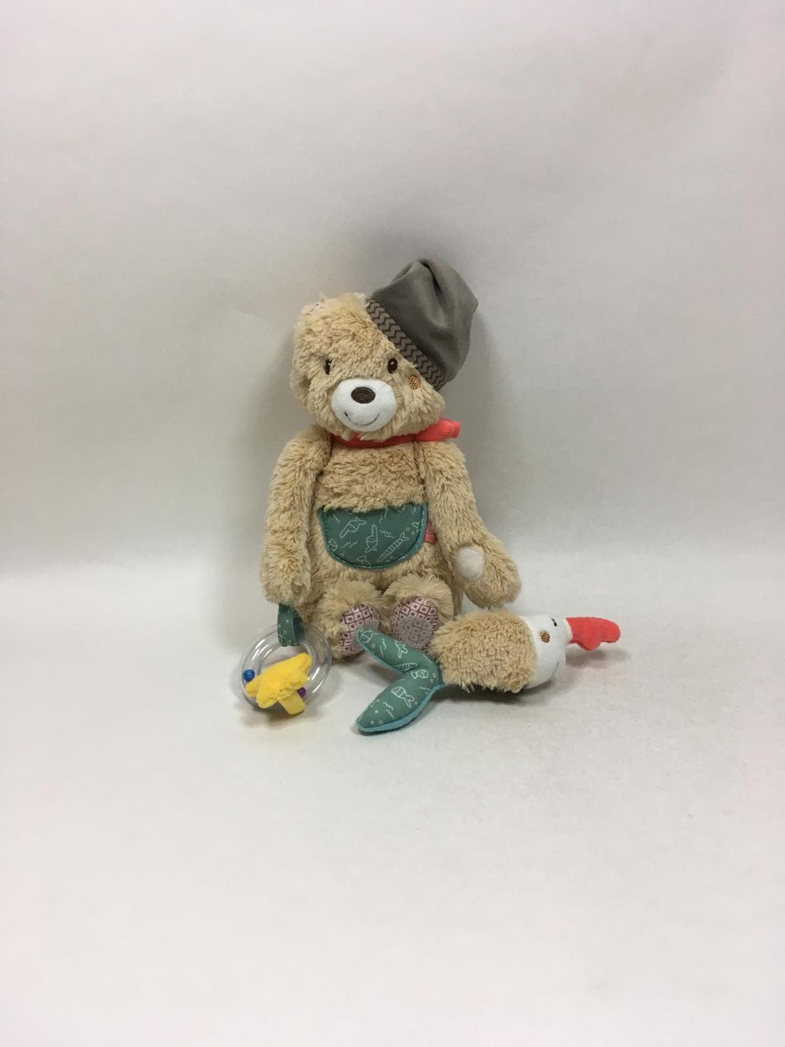 Babyspielzeug Teddy Fehn mit Geräuschen/Rassel stehend 28 cm Neuwertig mit Etikett