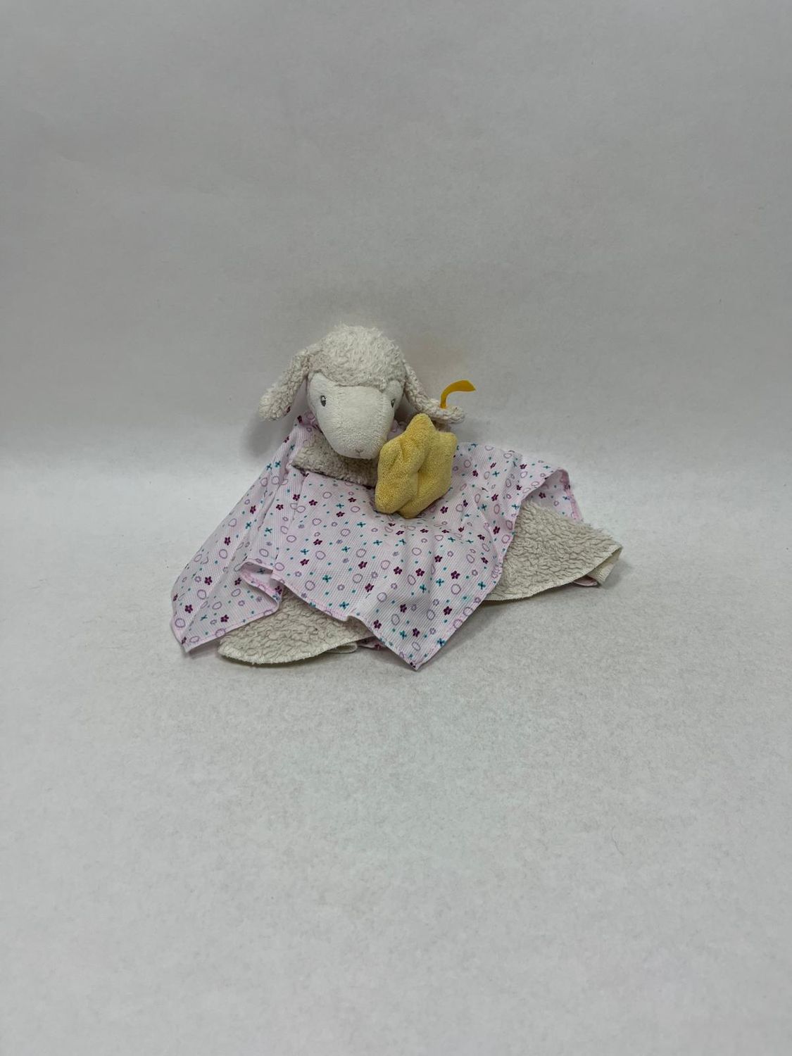 Steiff Schaf Lamm mit Stern Schmusetuch mit Knopf und Fahne ( nicht lesbar ) stehend 27 cm Mega selten