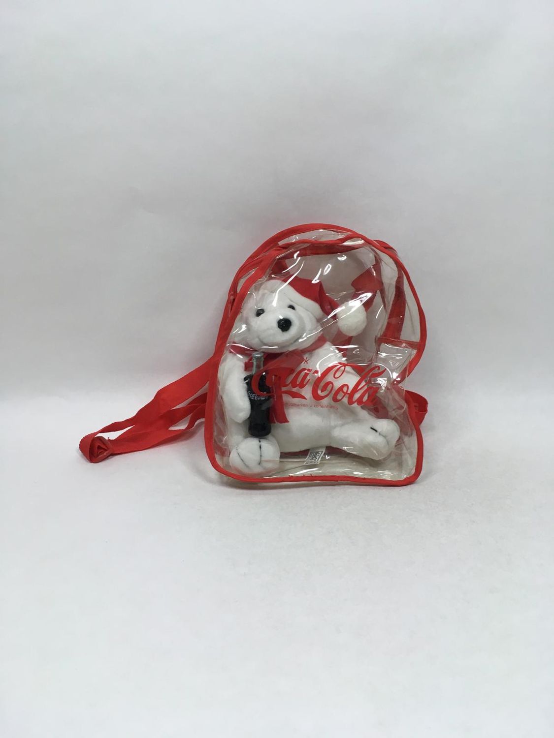 Eisbär im Rucksack Coca-Cola sitzend 18 cm selten