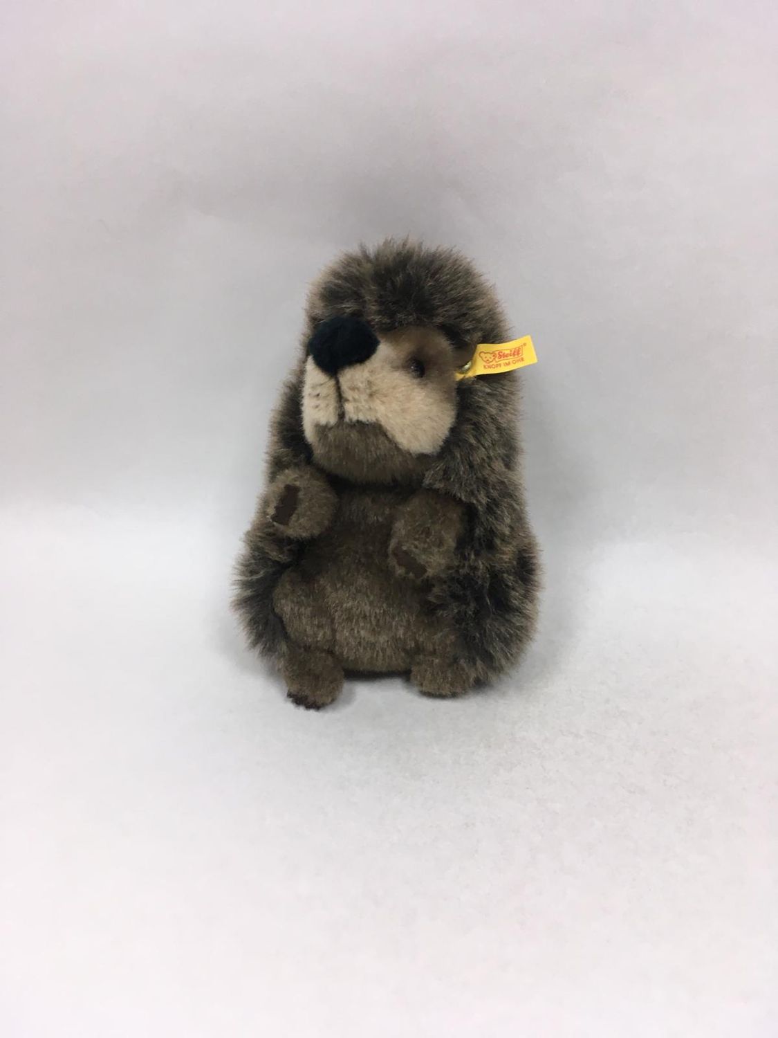 Steiff Igel Joggi 070648 mit Knopf und Fahne  stehend 23 cm Sammlerstück