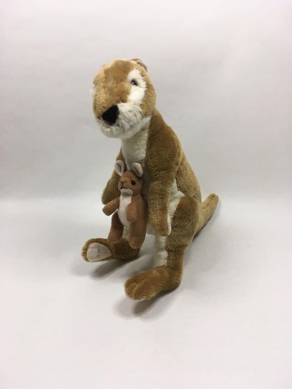 Känguru mit Baby Knuffel stehend 43 cm selten