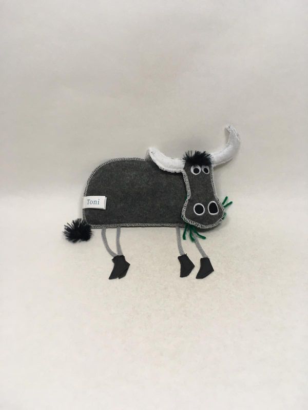 Kuh Toni Maskottchen Dachsteinkönig Hausmann stehend 25 cm selten