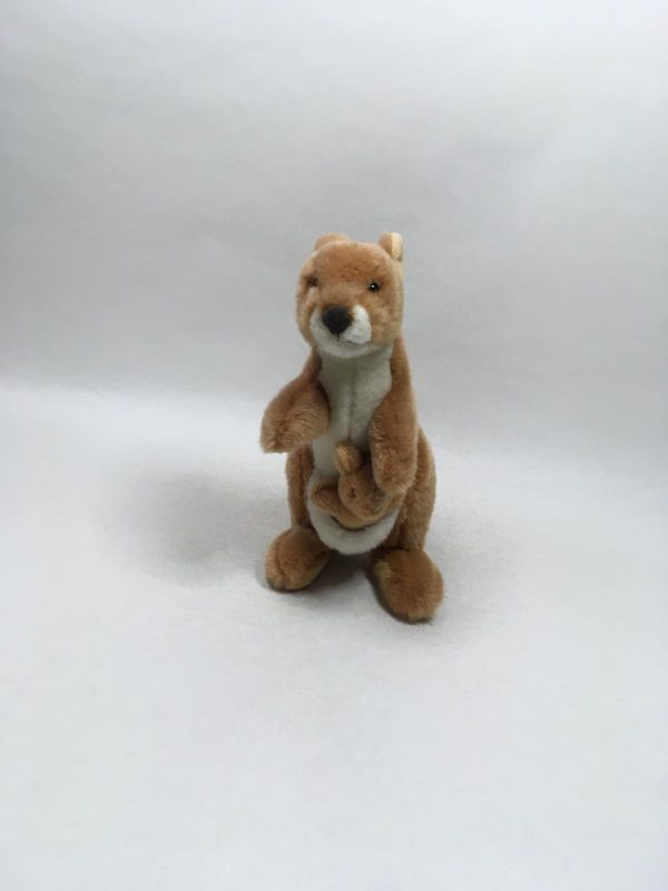 Känguru mit Baby Teddy Hermann stehend 30 cm Sammlerstück