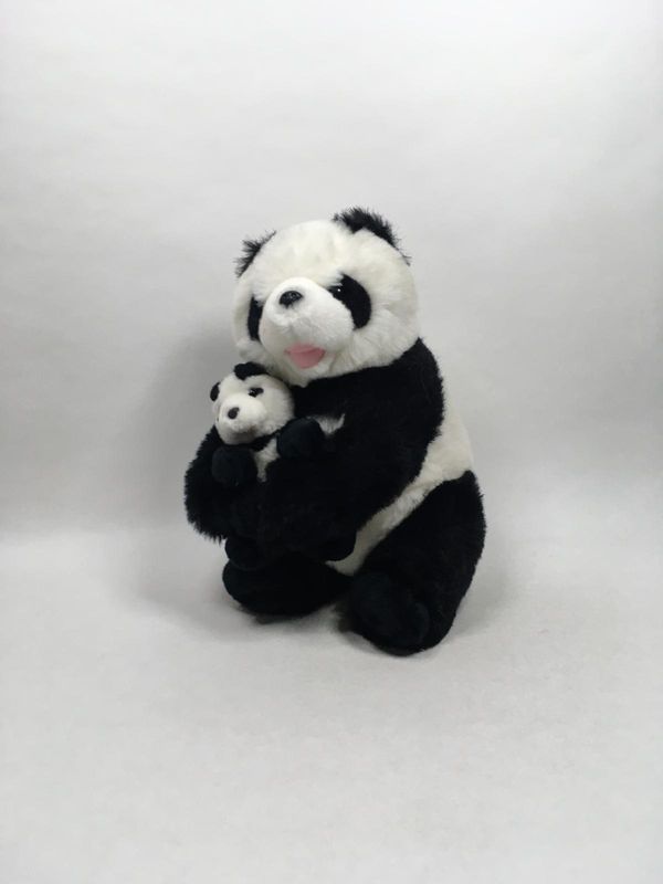 Panda mit Baby Chosun sitzend 38 cm selten