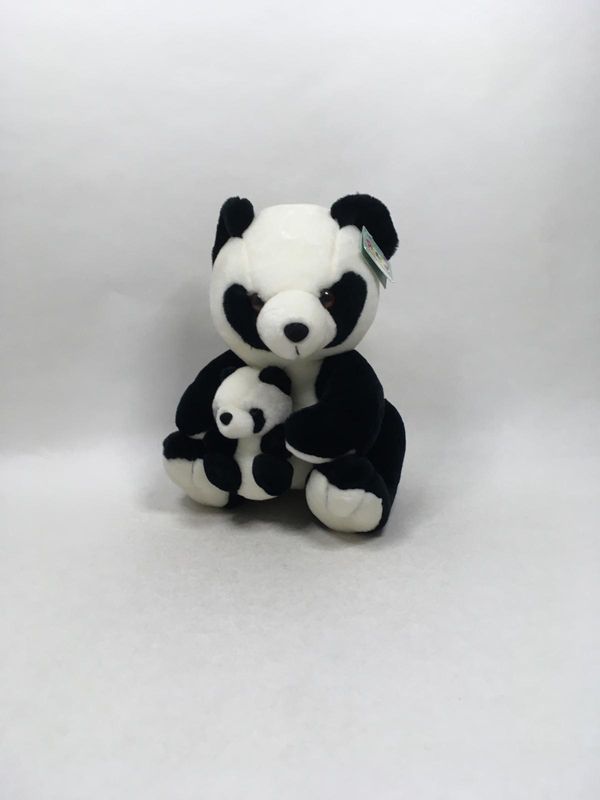 Panda mit Baby Plüschel sitzend 30 cm Sammlerstück mit Etikett