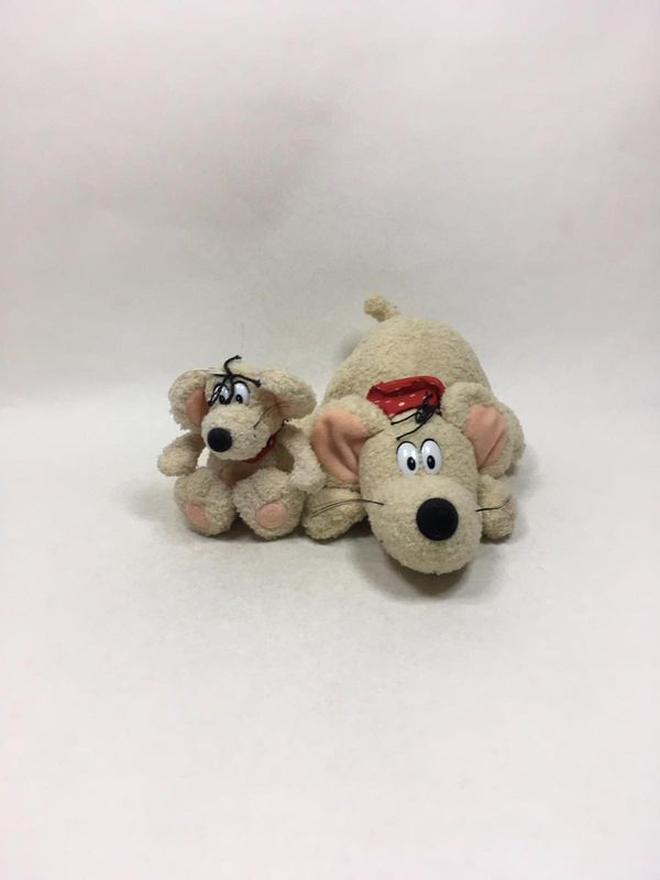 Maus mit Baby Happy People liegend 38 cm selten