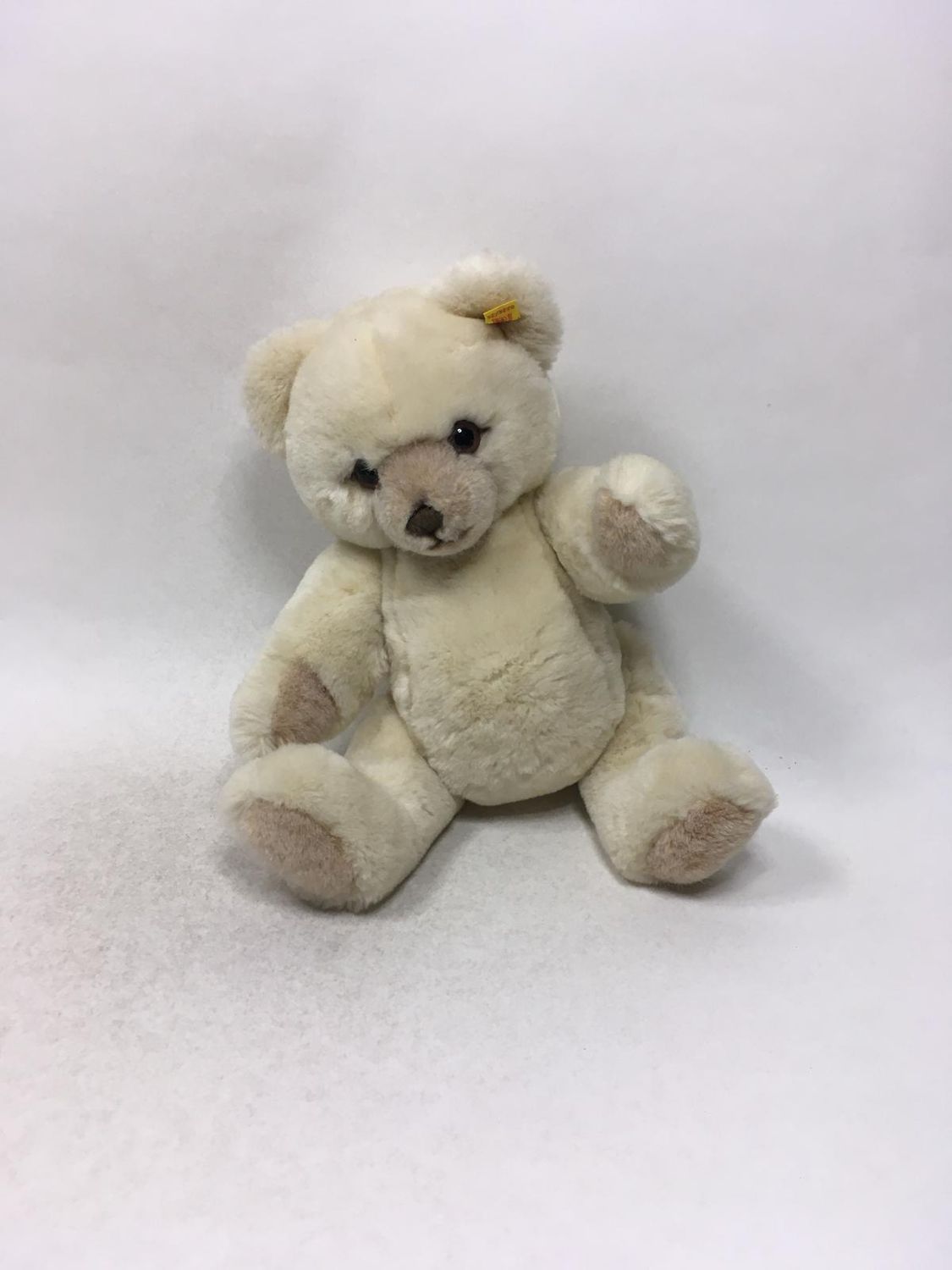 Steiff Teddy Petsy 0235/35 mit Knopf und Fahne stehend 35 cm bewegliche Glieder Sammlerstück