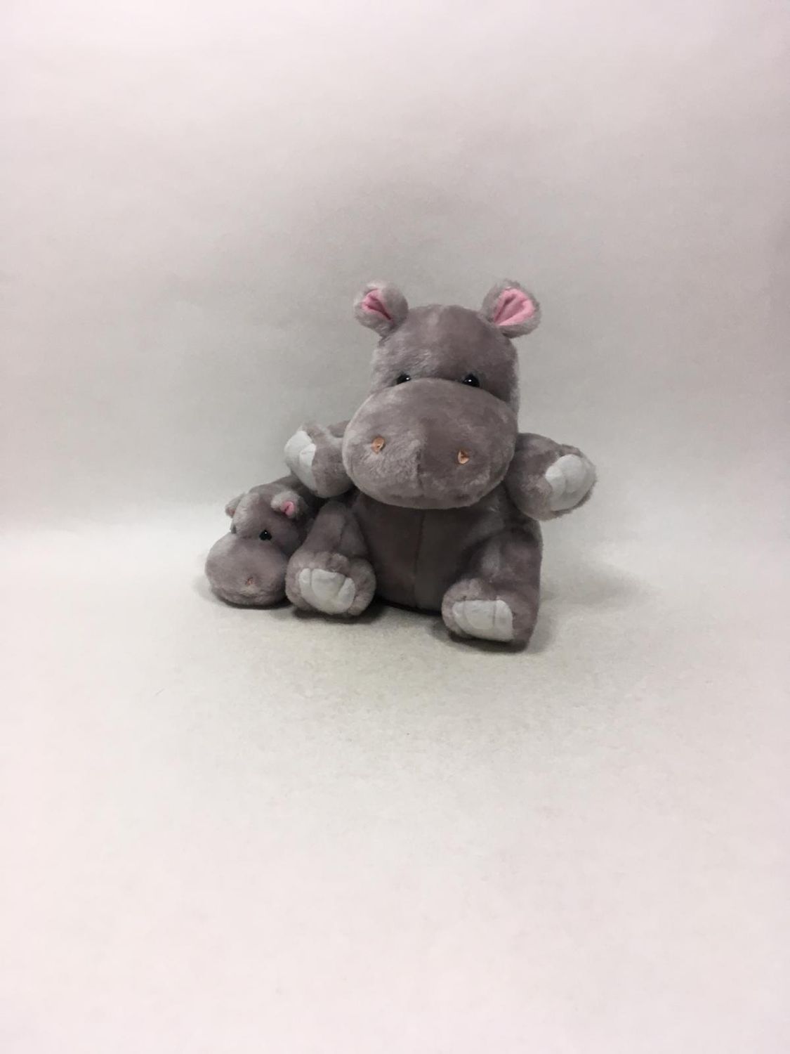 Nilpferd mit Baby Patta Toon sitzend 25 cm Rarität