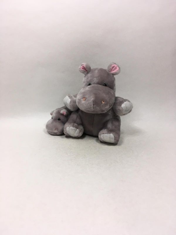 Nilpferd mit Baby Patta Toon sitzend 25 cm Rarität