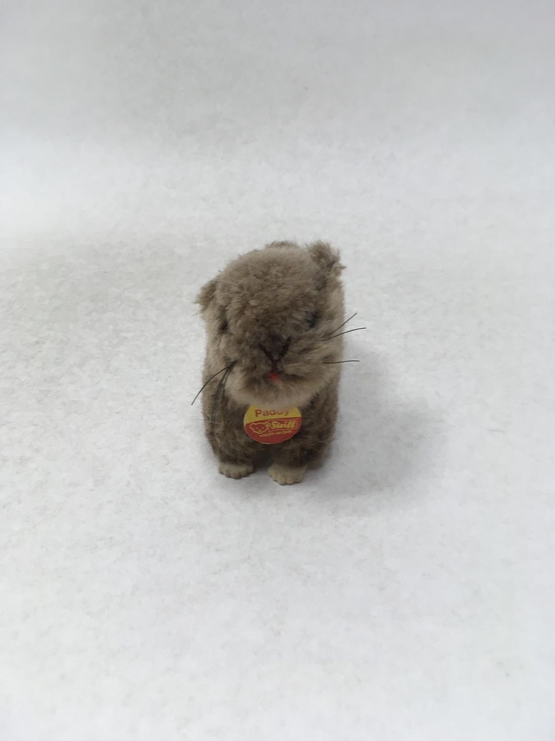 Steiff Biber Paddy 1470/12 mit Knopf und Fahne liegend 15 cm selten Vintage