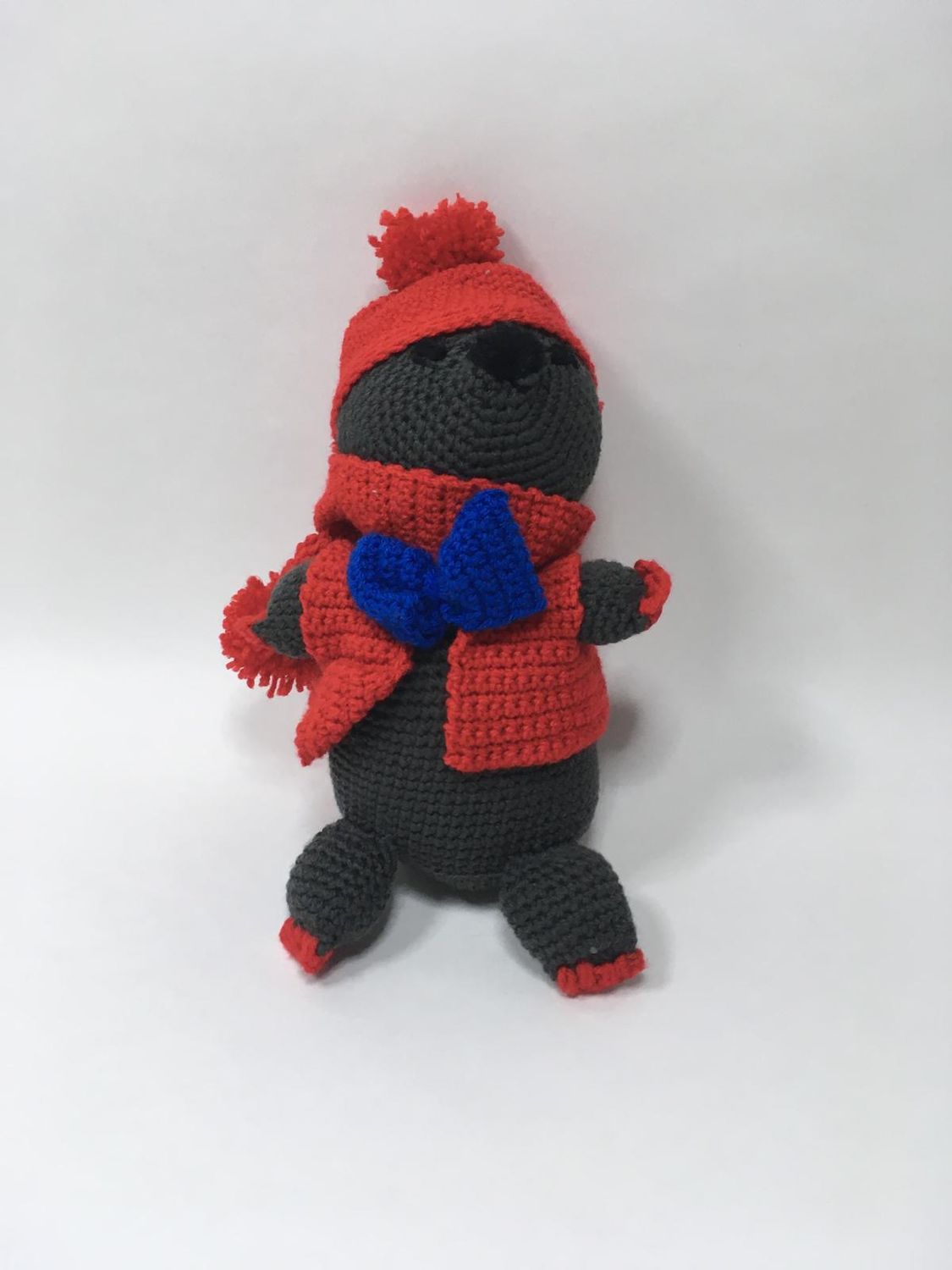 Maulwurf Handarbeit Knuffel stehend 35 cm Unikat