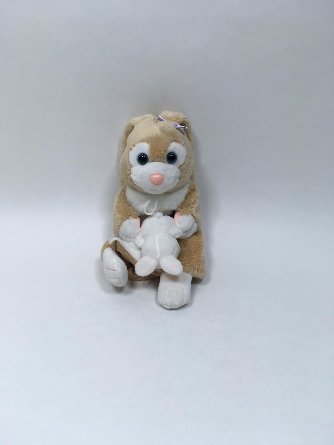Hase mit Baby Handpuppe Trudi stehend 23 cm Sammlerstück