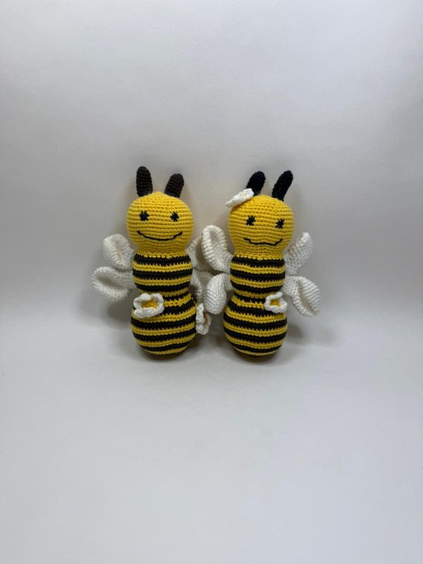 Hummel, Biene, Wespe Paar Handarbeit Knuffel stehend 26 cm Unikat