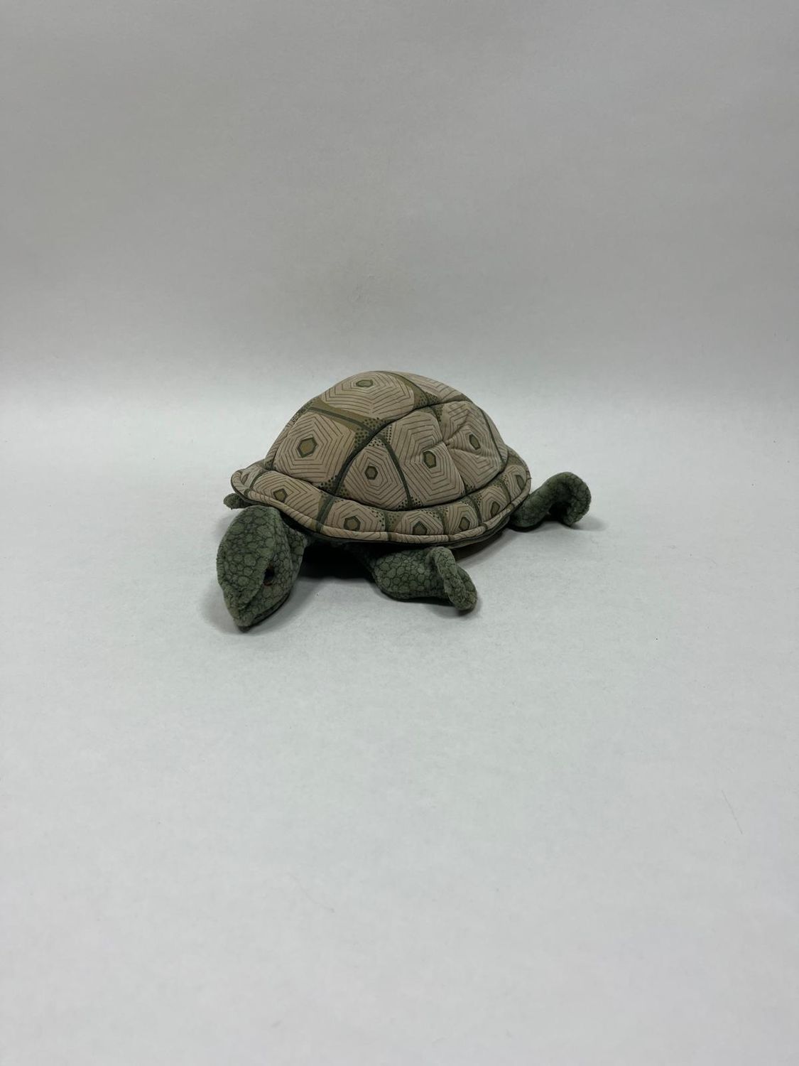 Schildkröte Handpuppe Knuffel vermutlich Folkmanis liegend 25 cm selten