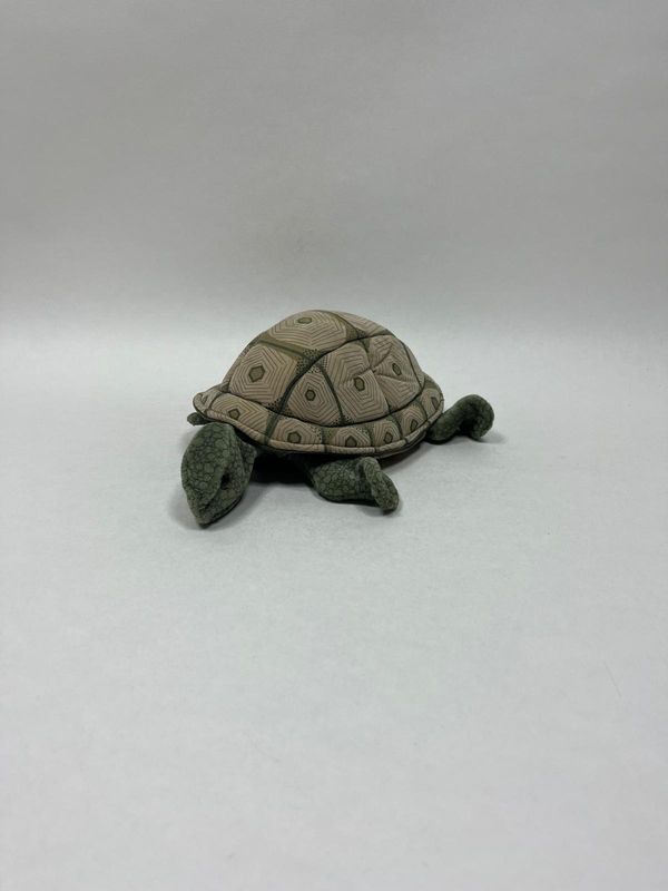 Schildkröte Handpuppe Knuffel vermutlich Folkmanis liegend 25 cm selten