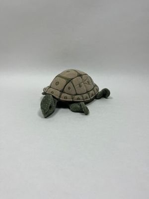 Schildkröte Handpuppe Knuffel vermutlich Folkmanis liegend 25 cm selten