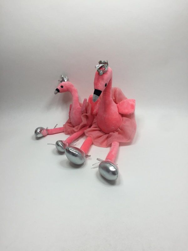 Flamingo mit Baby Knuffel stehend 53 cm Mega selten