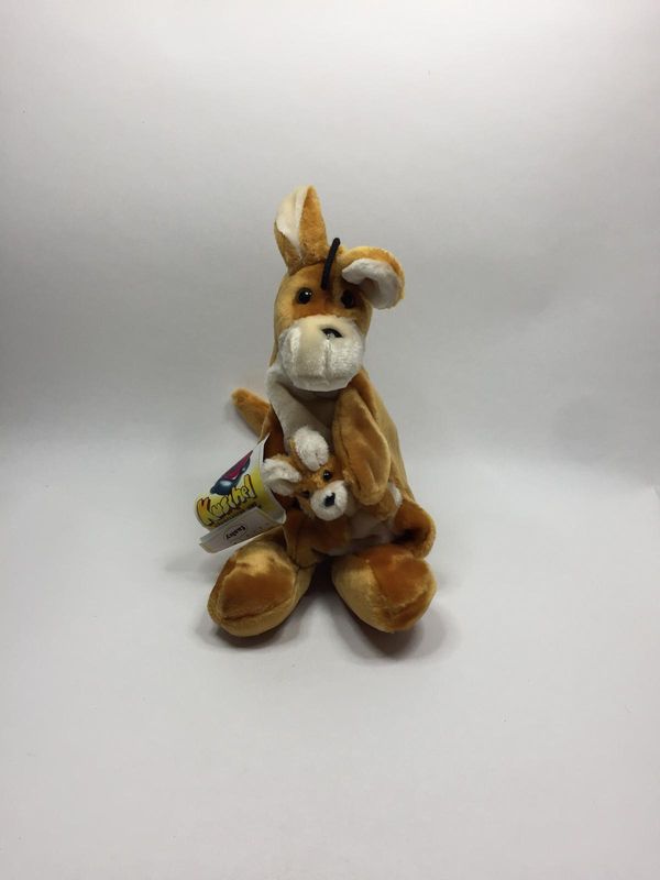 Känguru mit Baby Wärmeflasche Fashy stehend 43 cm Rarität Neuwertig mit Etikett