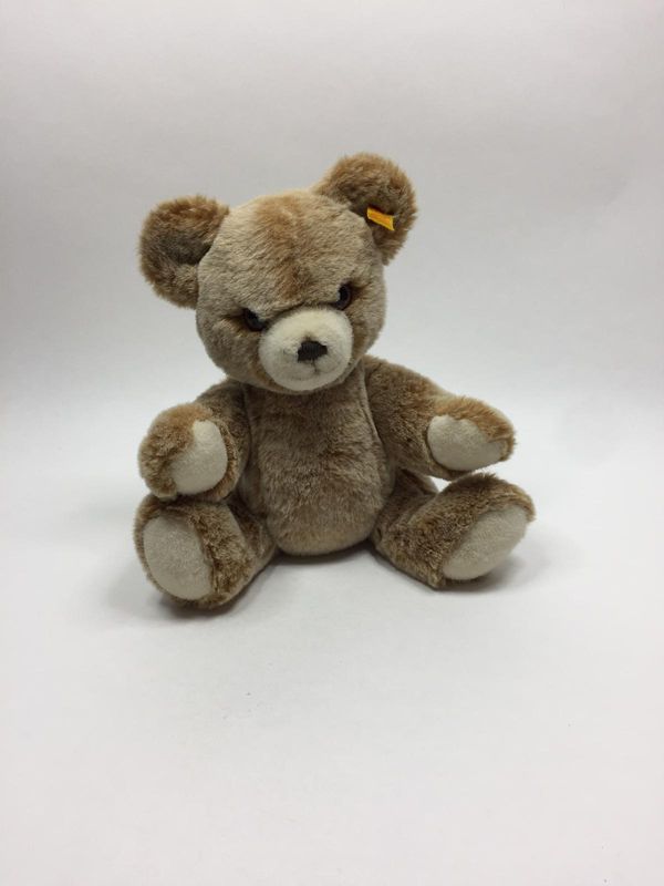 Steiff Teddy Petsy 671630 mit Knopf und Fahne stehend 30 cm Sammlerstück