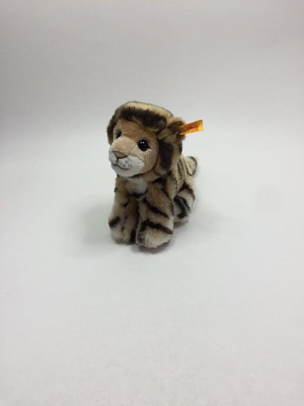 Steiff Billy Tiger Jungtier 084102 mit Knopf und Fahne sitzend 20 cm Sammlerstück