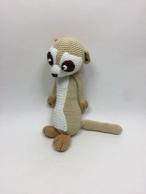 Erdmännchen Handarbeit Knuffel stehend 30 cm Unikat