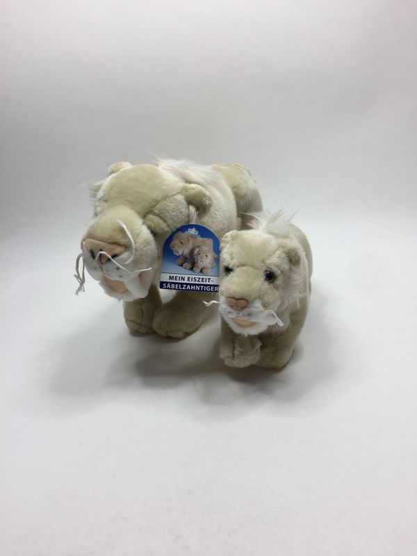 Säbelzahntiger mit Baby Eiszeit Quell stehend 50 cm Neuwertig mit Etikett