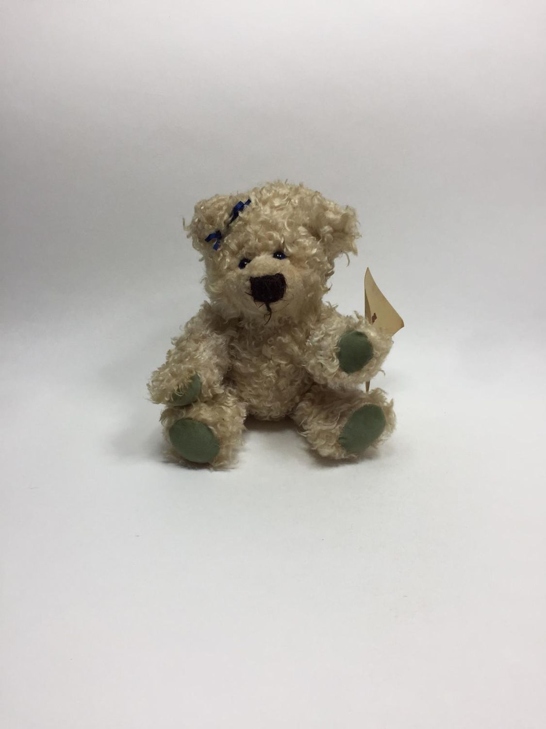 Teddy Künstlerbär Handarbeit von T. Gaertner aus Mohair Colly-Bärchen "Blümchen" stehend 28 cm Unikat mit Zertifikat