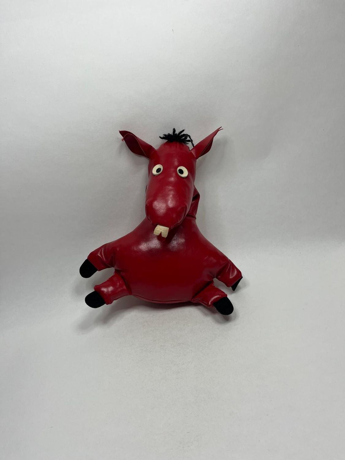 Esel Knautschi Ledertier Knuffel stehend 30 cm Vintage Sammlerstück 70er Jahre Retro