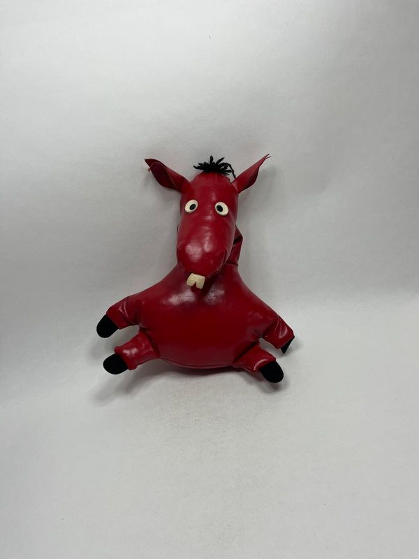 Esel Knautschi Ledertier Knuffel stehend 30 cm Vintage Sammlerstück 70er Jahre Retro