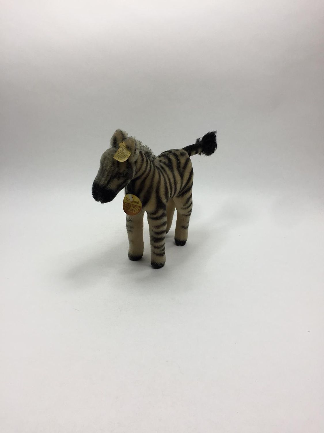 Steiff Zebra 1420/22 mit Knopf, Fahne und Brustschild stehend 27 cm Mega Sammlerstück Vintage