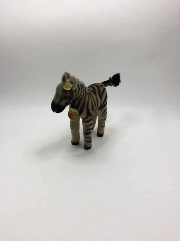 Steiff Zebra 1420/22 mit Knopf, Fahne und Brustschild stehend 27 cm Mega Sammlerstück Vintage
