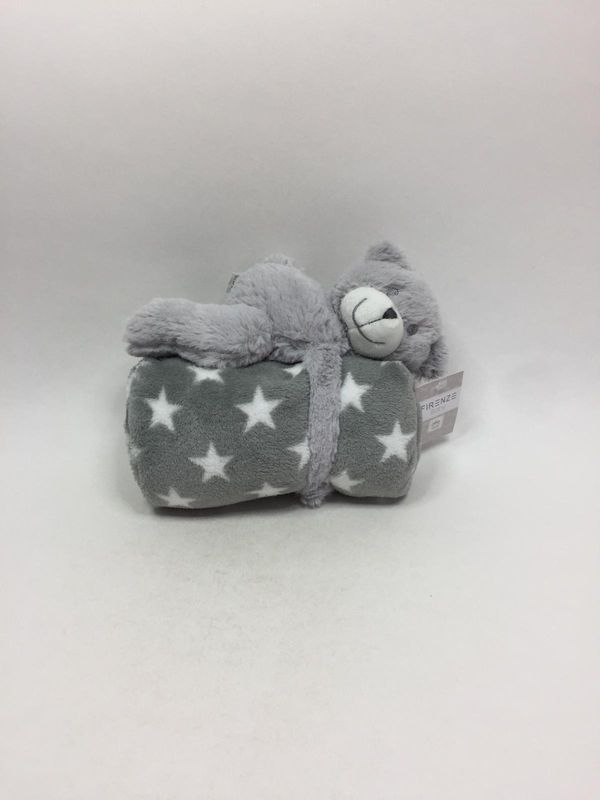 Teddy Cepewa mit Kuscheldecke liegend 20 cm selten mit Etikett