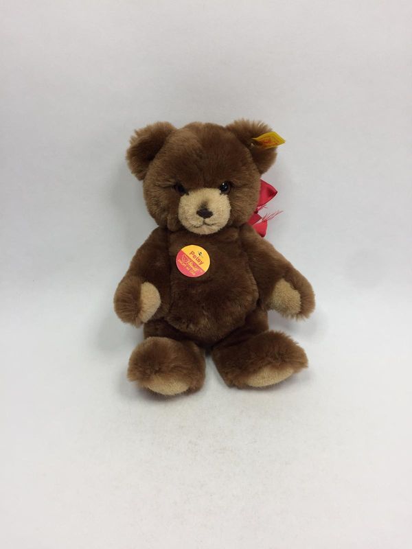 Steiff Teddy Petsy 012556 mit Knopf, Fahne und Brustschild stehend 25 cm Sammlerstück