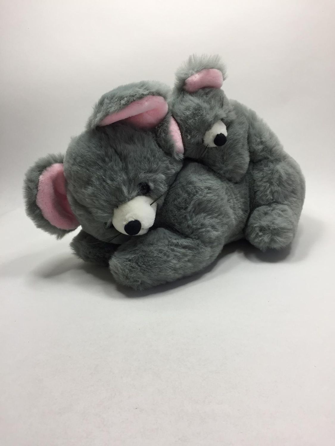 Maus mit Baby Uni-Toys XL liegend 35 cm Rarität