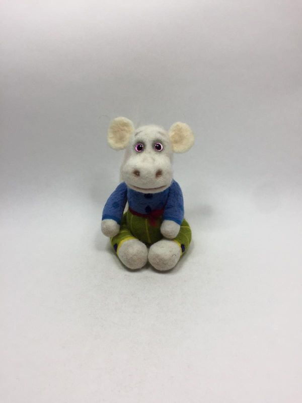 Nilpferd Filztier Knuffel sitzend 18 cm Mega Sammlerstück