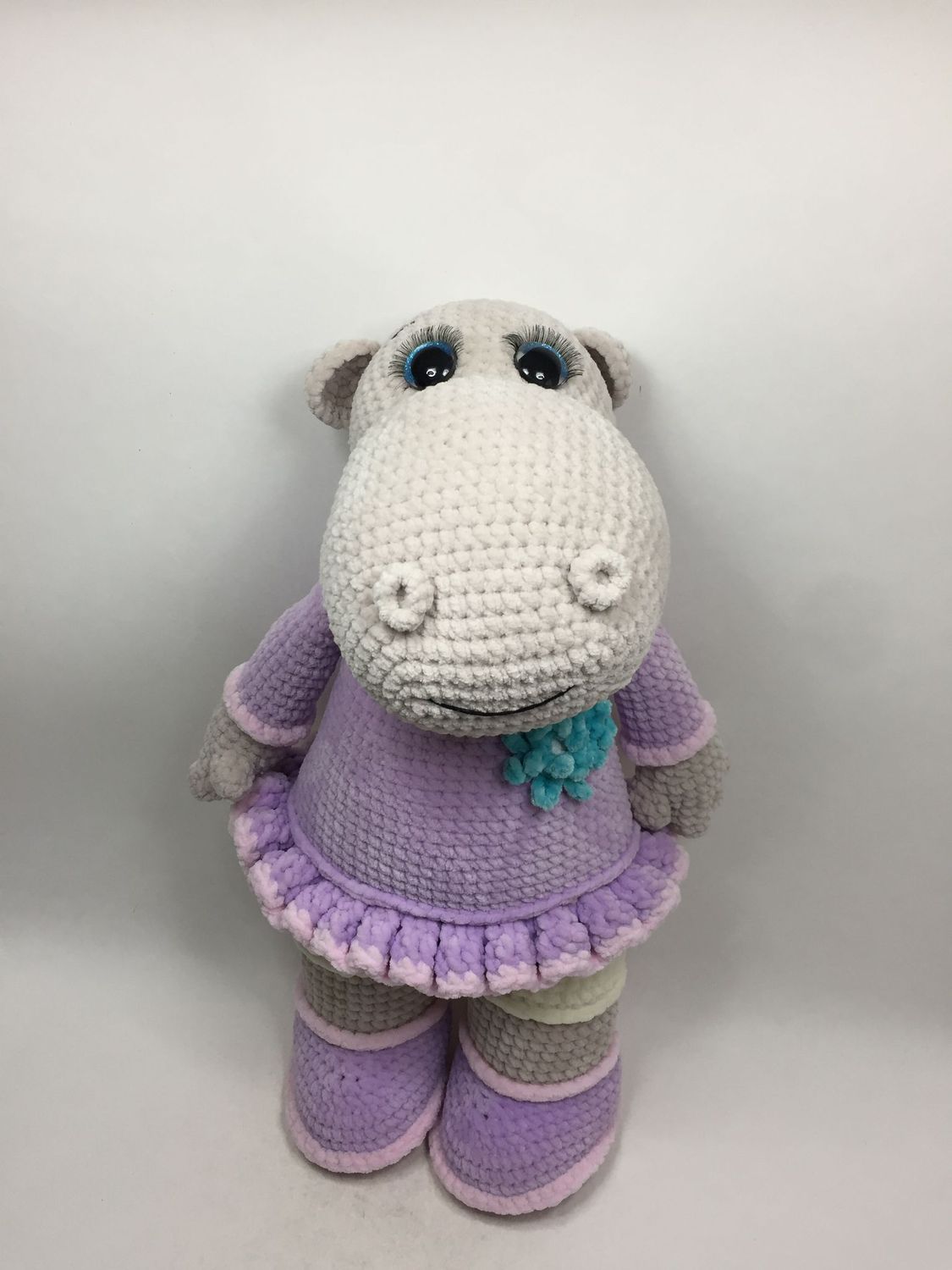 Nilpferd Handarbeit Knuffel XL stehend 50 cm 0,985 kg Unikat