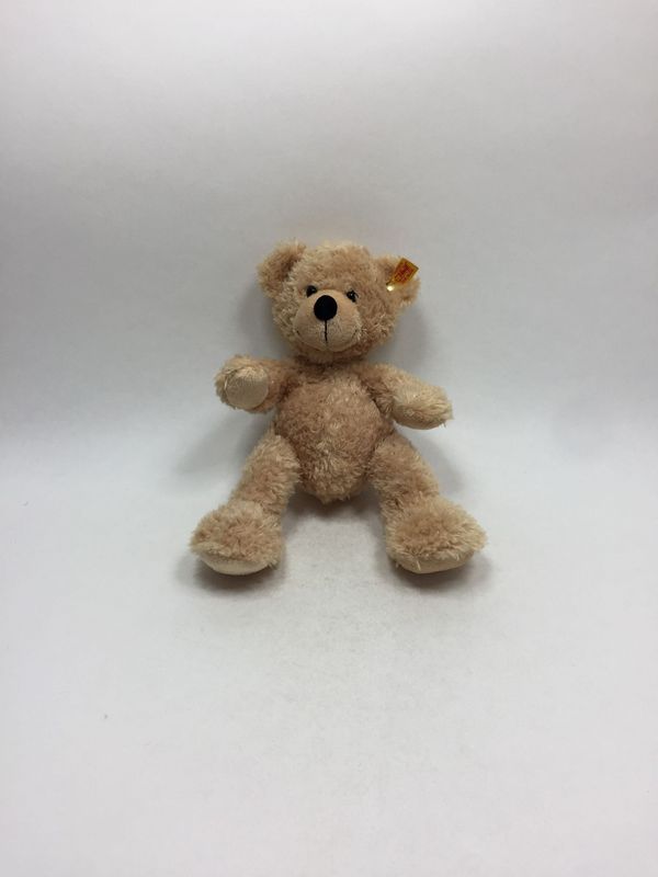 Steiff Teddybär Fynn 111327 mit Knopf und Fahne stehend 28 cm Rarität