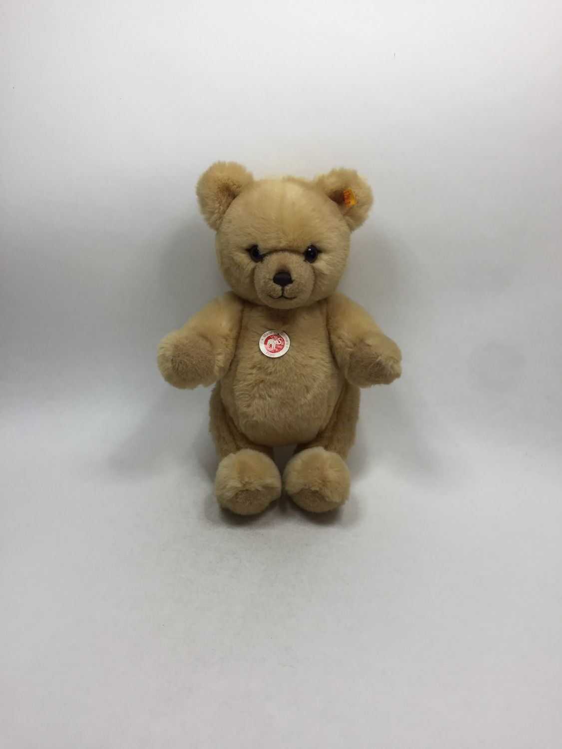Steiff Teddy Petsy 012280 mit Knopf, Fahne und Brustschild stehend 38 cm Mega Rarität