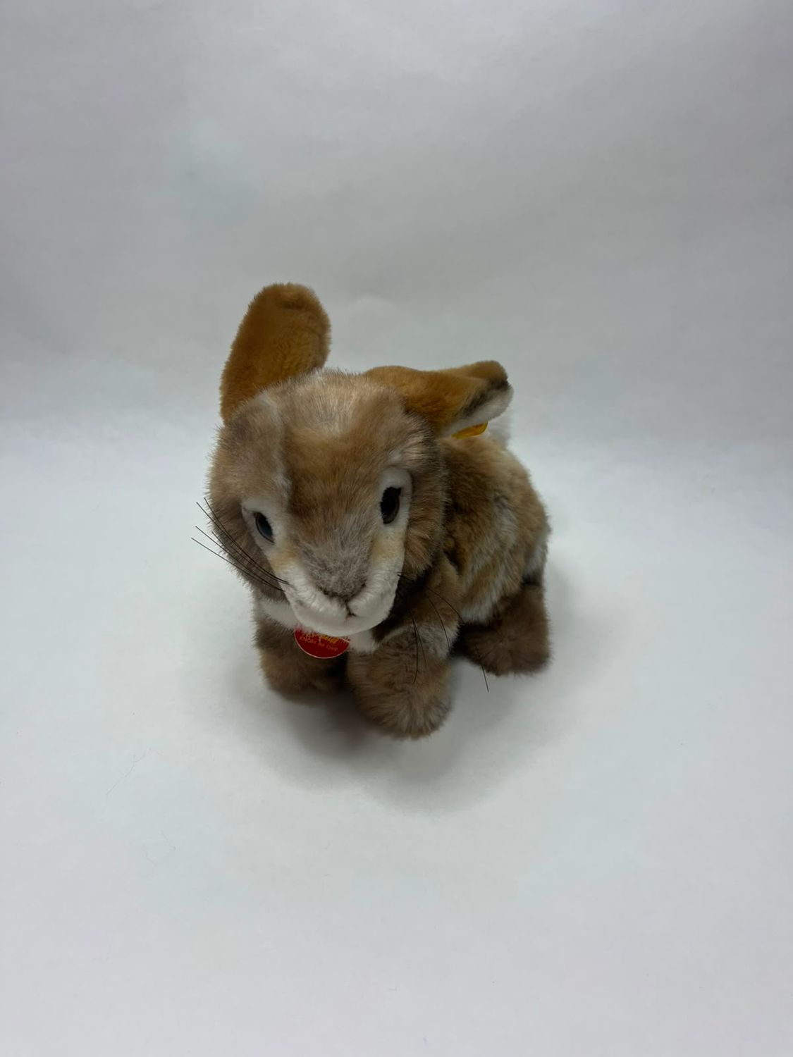 Steiff Hase Dormy 078040 mit Knopf, Fahne und Brustschild stehend 25 cm Rarität und Sammlerstück