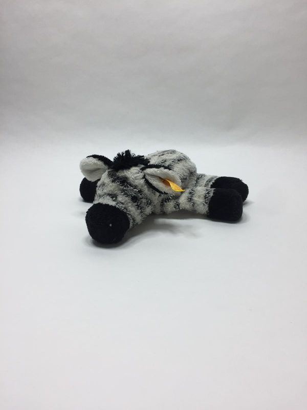 Steiff Zebra 087820 mit Knopf und Fahne liegend 30 cm Rarität