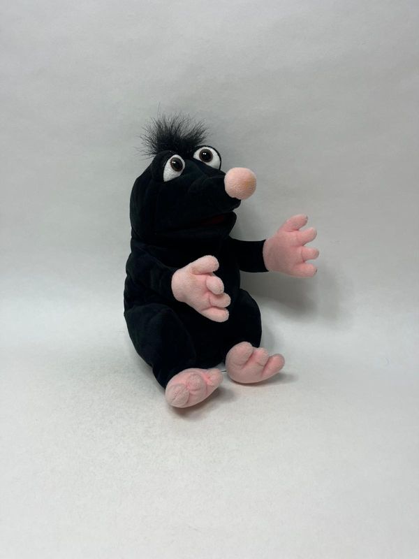 Maulwurf Handpuppe Schwups der Hügelkönig Living Puppets stehend 30 cm Mega Sammlerstück