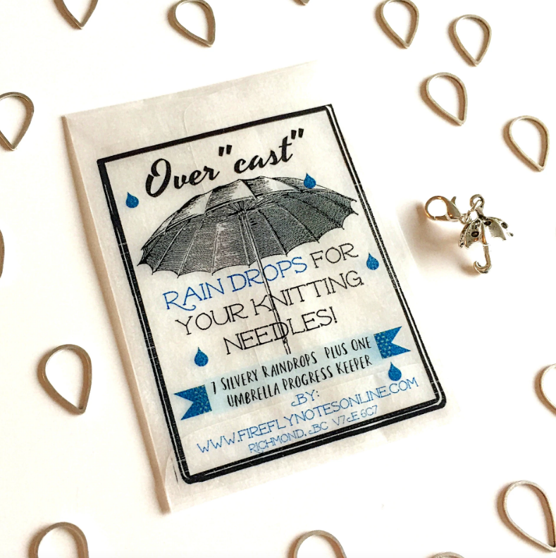 Rain Drop Stitch Markers &amp; Umbrella Progress Keeper Pack